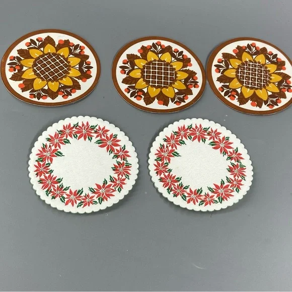 Vintage Paper Coasters MCM mushrooms, plaid, flower power! - Picture 10 of 12